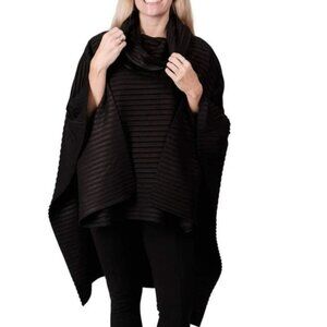 Le Moda Women's Elegant Black Poncho with Shawl Collar one size